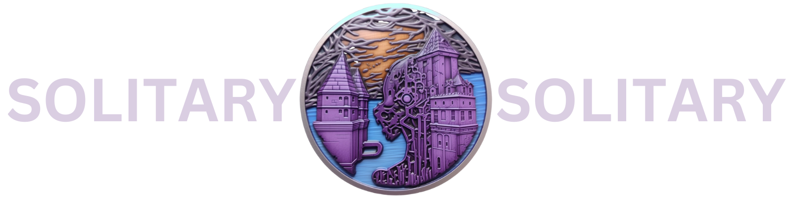 Silver Solitary Medallion with a remote castle
