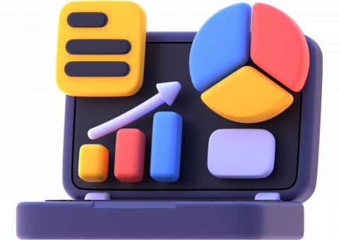 3d report with charts and graphs icon