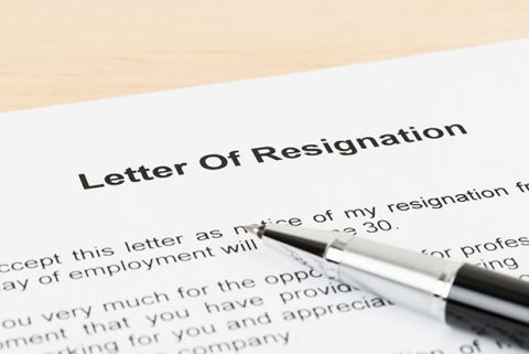 Pen and paper wih a document titled Letter of Resignation