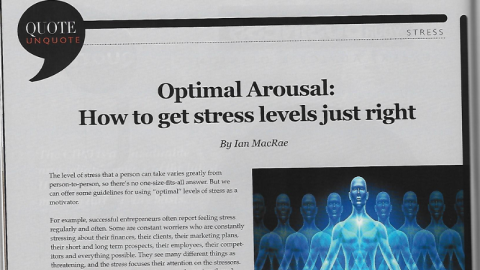 A screenshot from the top of Start Your Business Magazine title Optimal Arousal