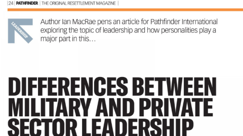 Headline text from Pathfinder Magazine: Differences between military and private sector leadership
